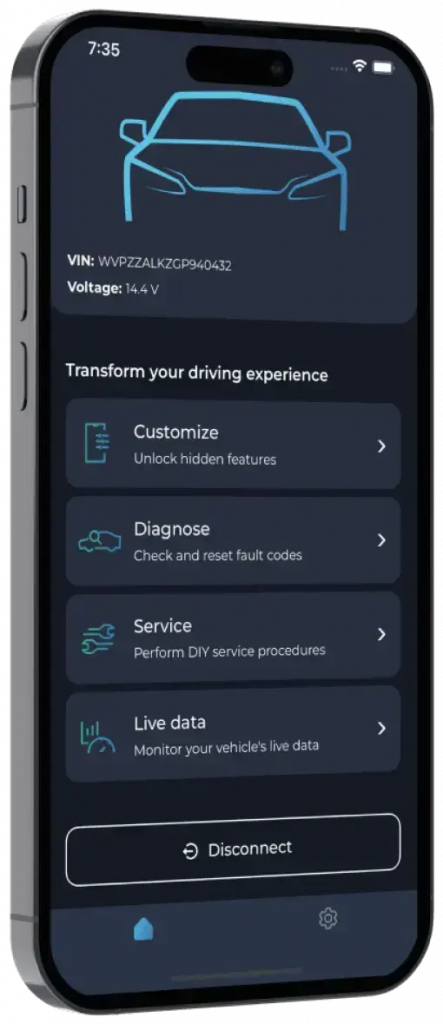 Iphone Carista App Main Menu En Version Car Diagnostic Software 443x1024